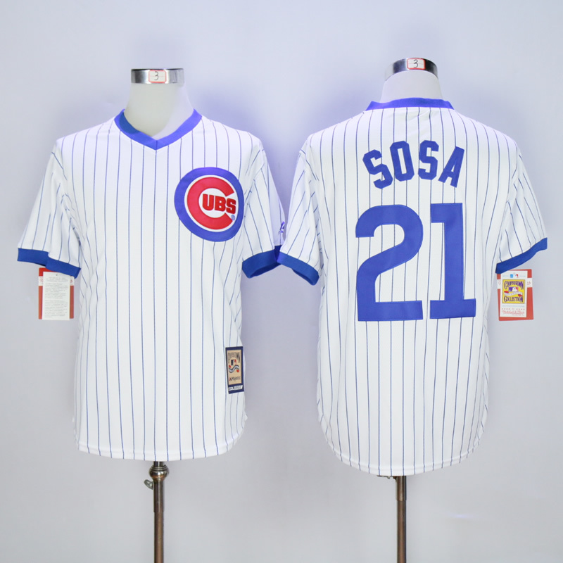 Men Chicago Cubs #21 Sosa White Throwback MLB Jerseys